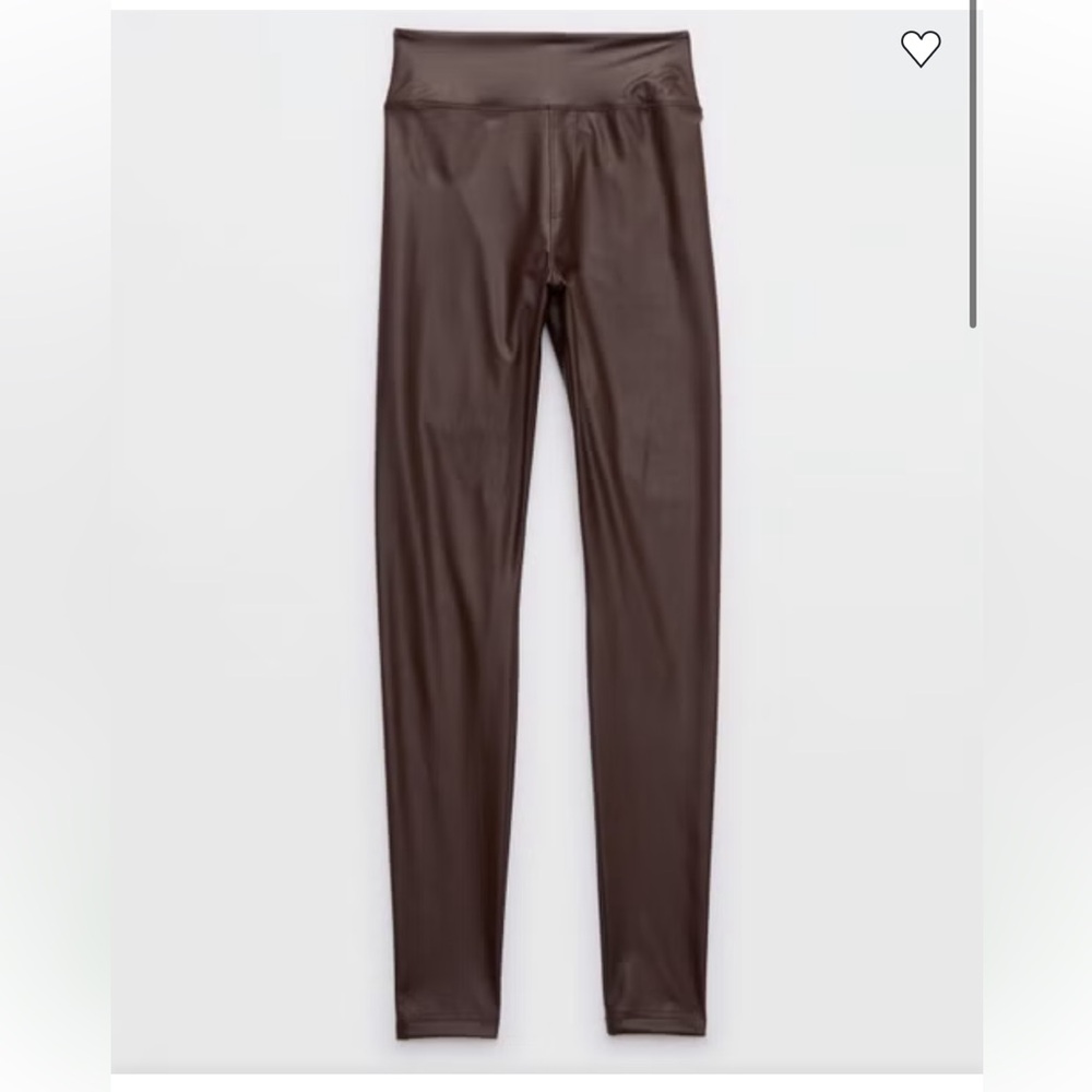 OFFLINE By Aerie Real Luxe Faux Leather Legging Dark Maple NWT